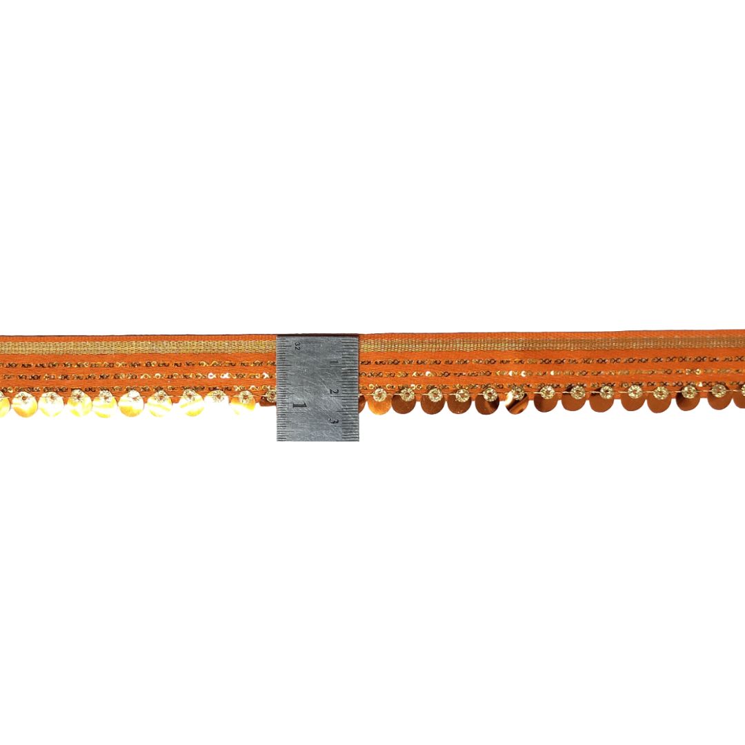 Decorative border with gold and orange pattern on a white background